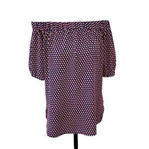 Michael Michael Kors Off The Shoulder 3/4 Sleeve Multicolor Top Small